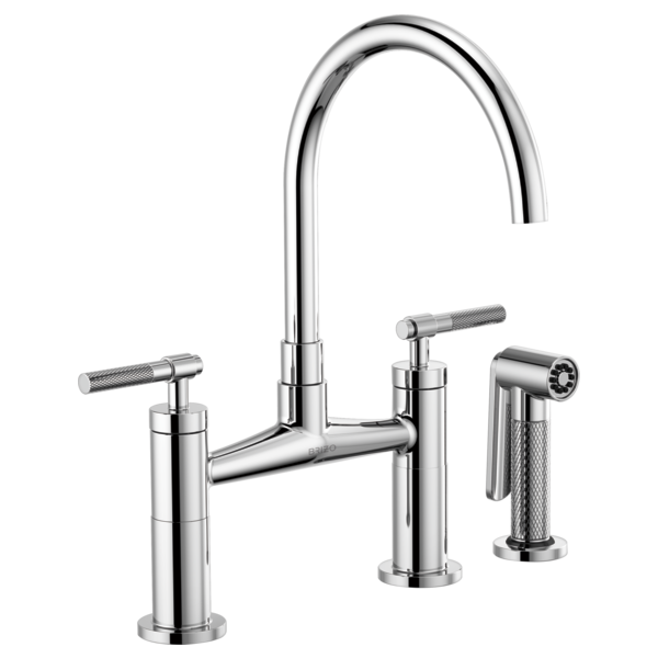 Brizo Bridge Faucet with Arc Spout and Knurled Handle