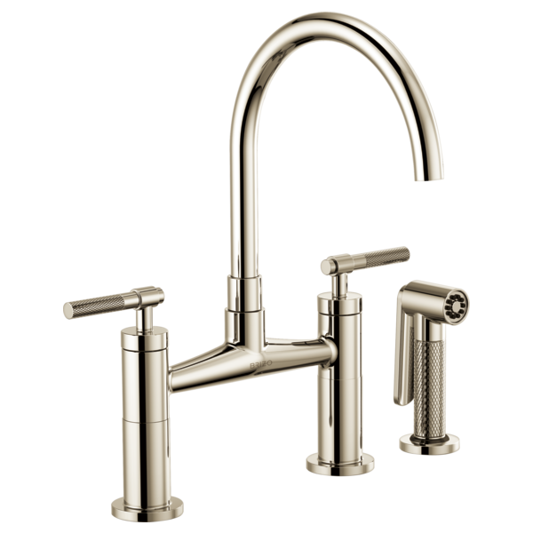 Brizo Bridge Faucet with Arc Spout and Knurled Handle