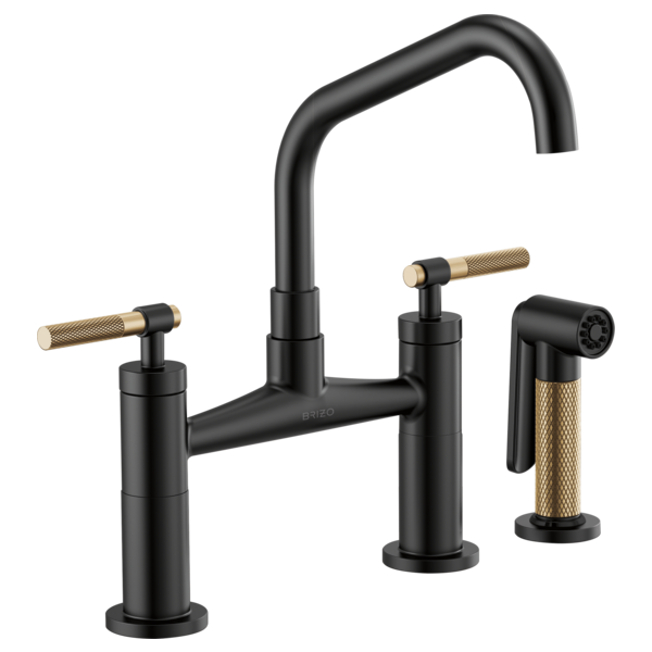 Brizo 62563LF-Bridge Faucet with Arc Spout and Knurled Handle