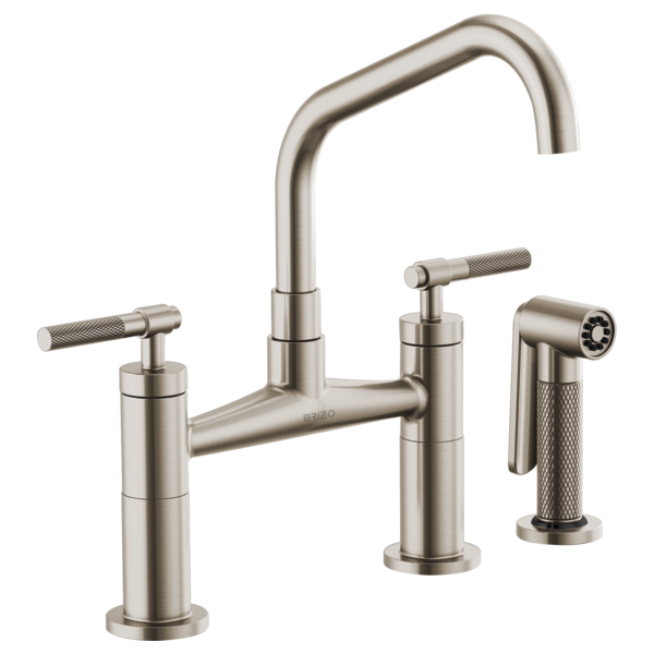 Brizo 62563LF-Bridge Faucet with Arc Spout and Knurled Handle