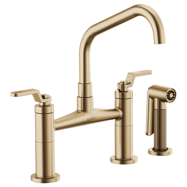 Brizo LITZE 62564LF-Bridge Faucet with Angled Spout and Industrial Handle